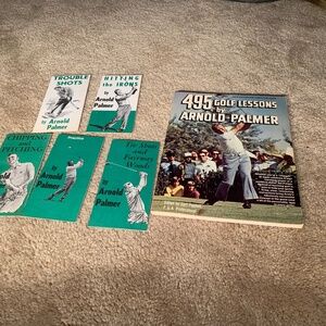 1973 Arnold Palmer 495 Golf Lessons Book PLUS 5 of 6 original 1964 Pamphlets